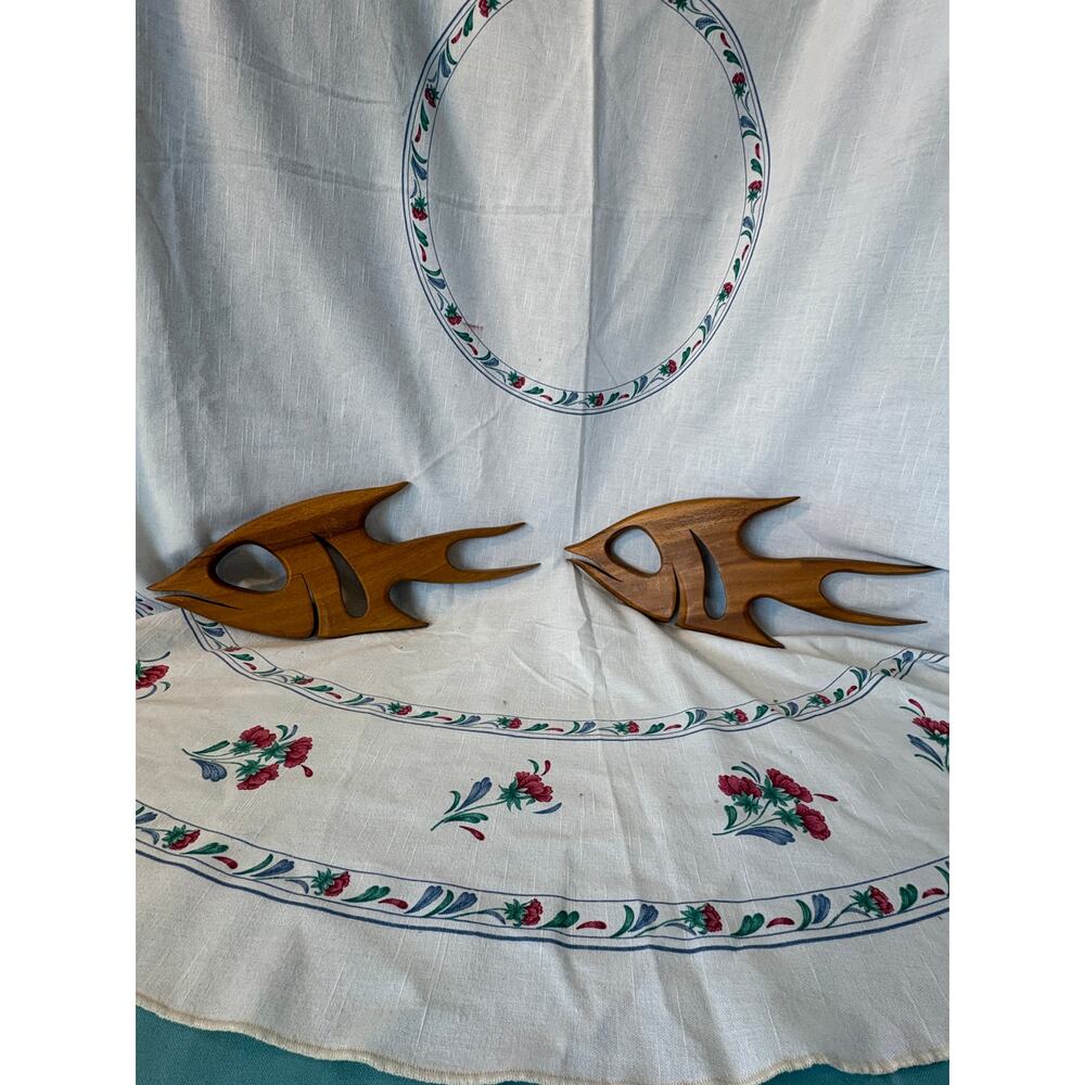 VTG Set of 2 Identical Wooden FISH Wall Art Hangings MCM Apx. 6.25x15.25 in.
